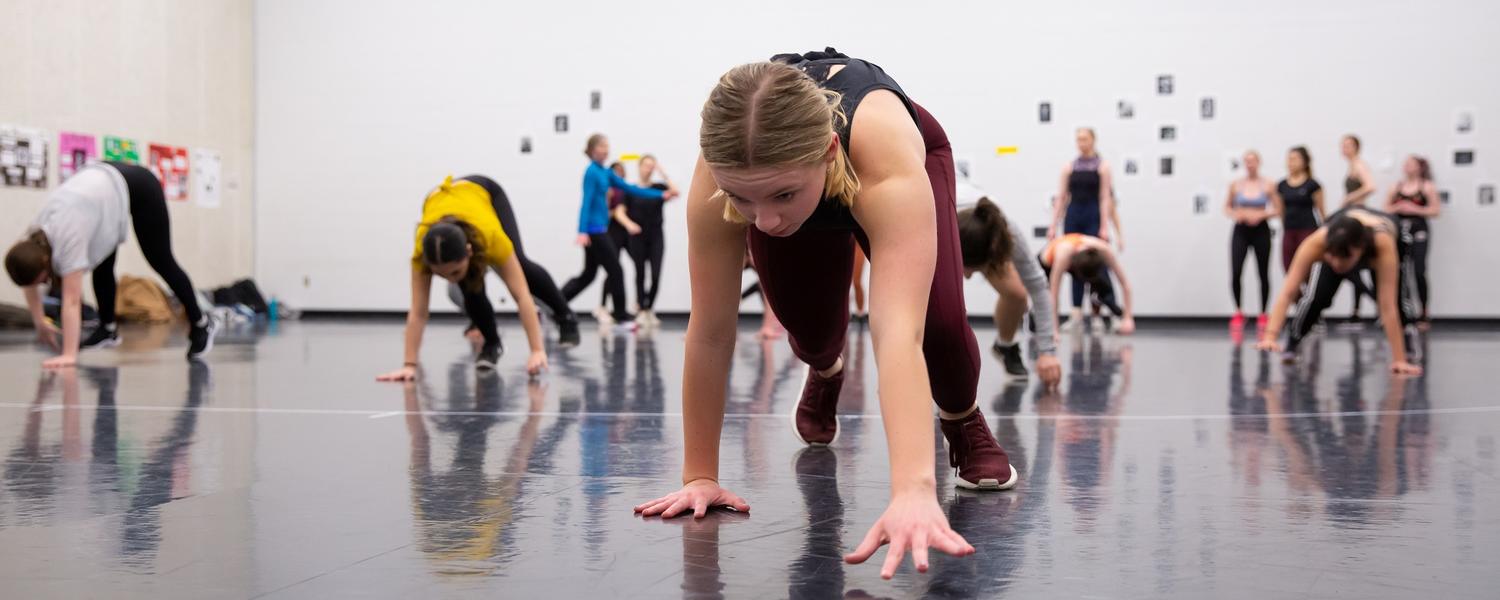 Students in dance science class