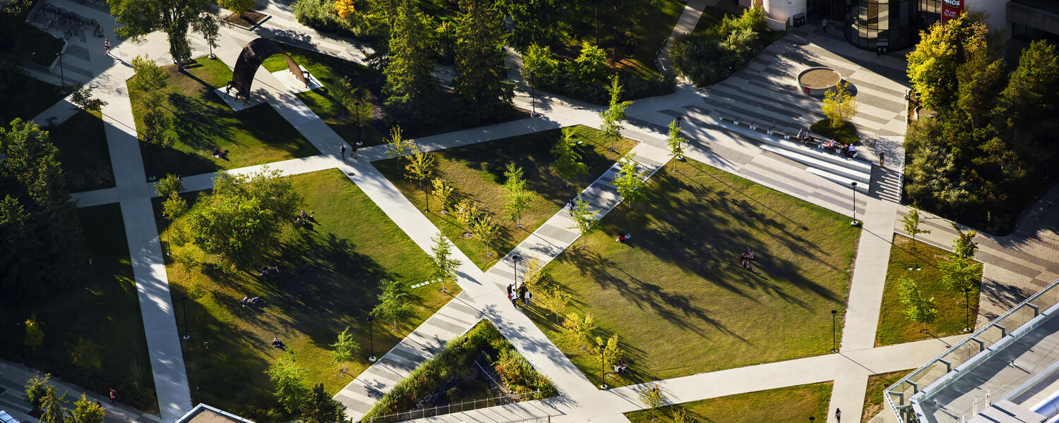 view of central lawns