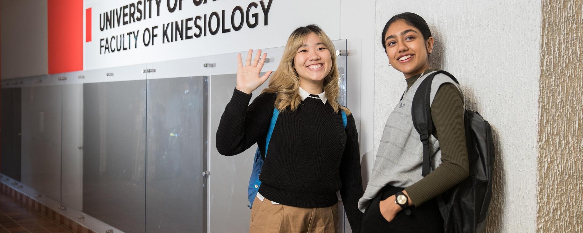 Kinesiology students in study area