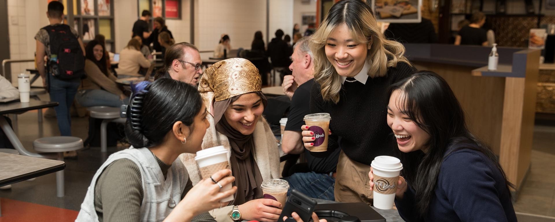 Students in Brew and Blendz coffee shop in kinesiology 