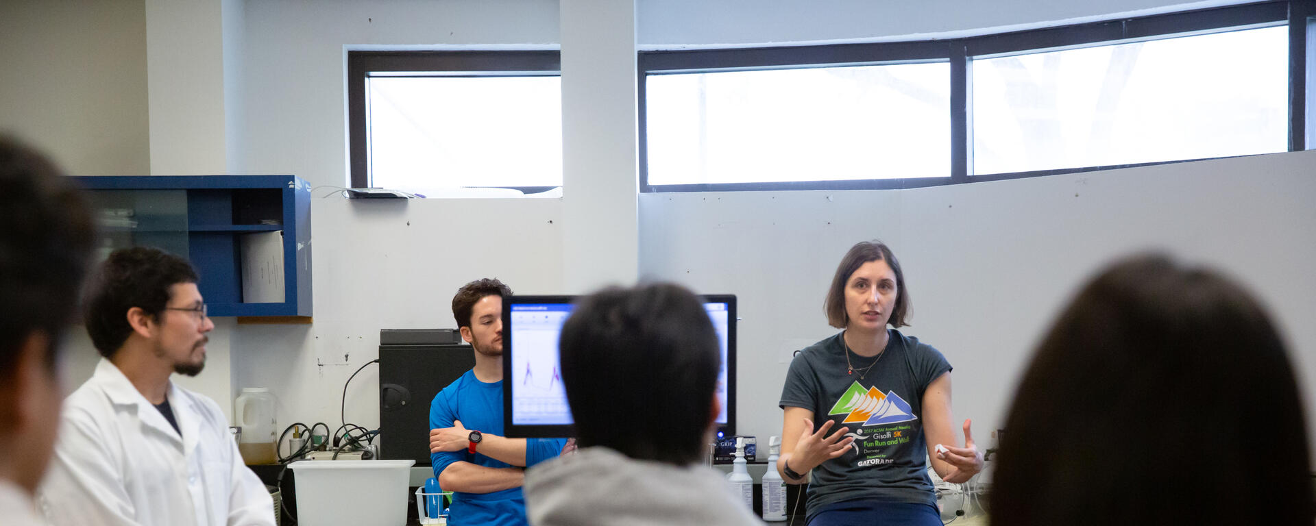 Student demonstrating equipment