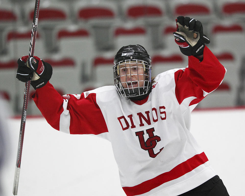 Dinos hockey player cheering 