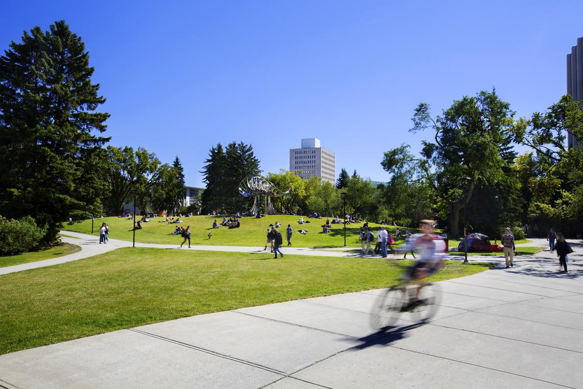 Outside of Kinesiology building on campus grounds 