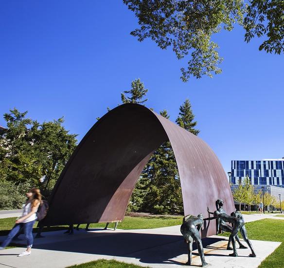 Sculpture outside of Kinesiology A building