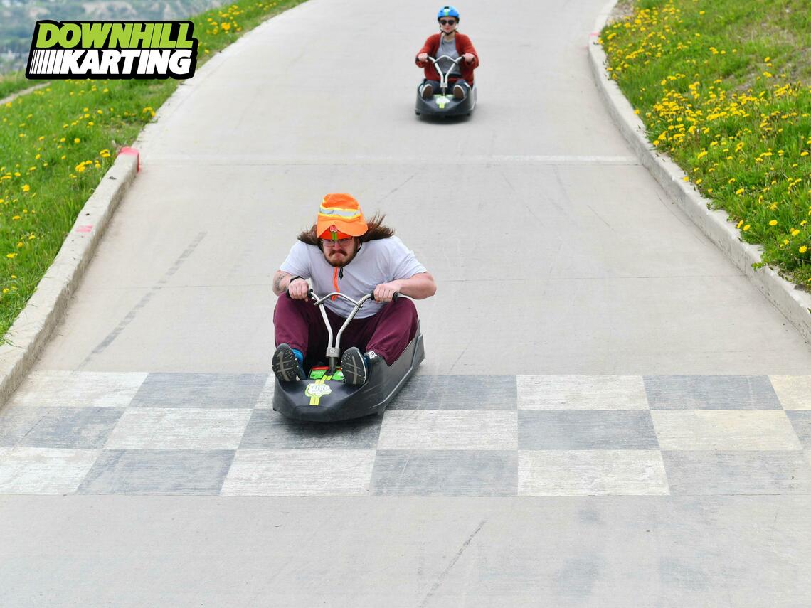 Pat going down the luge