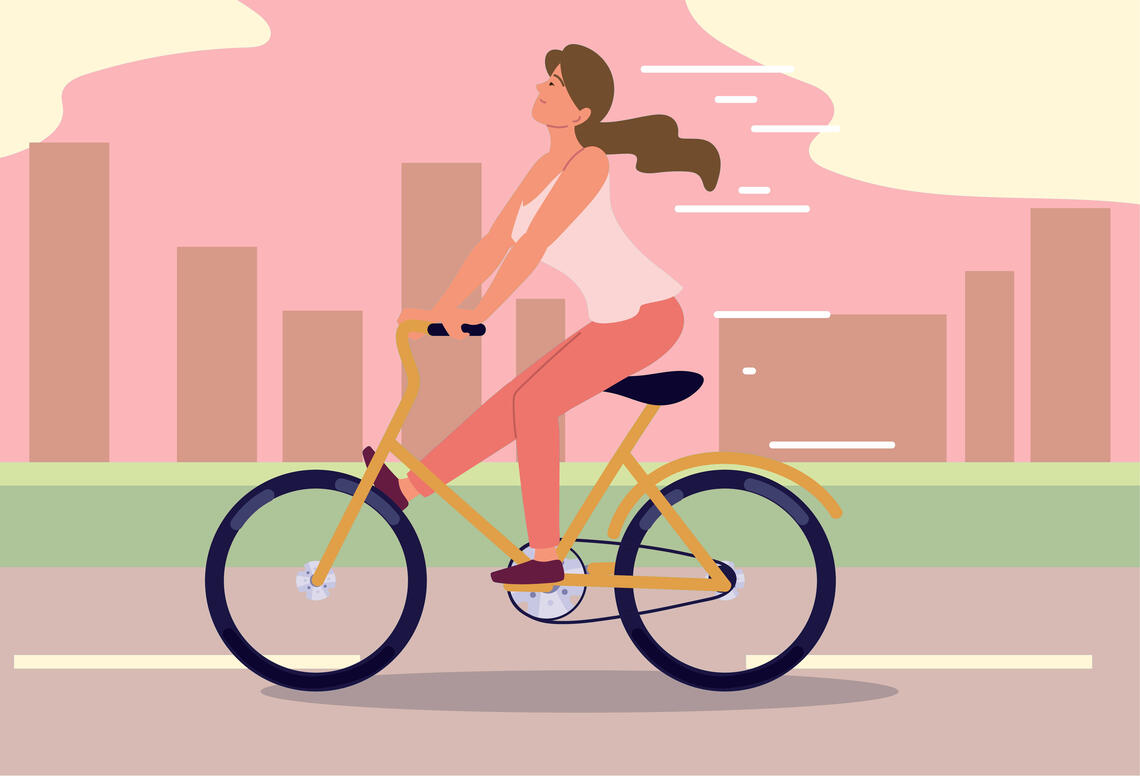 woman biking