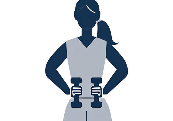 Cartoon of woman holding dumbbell