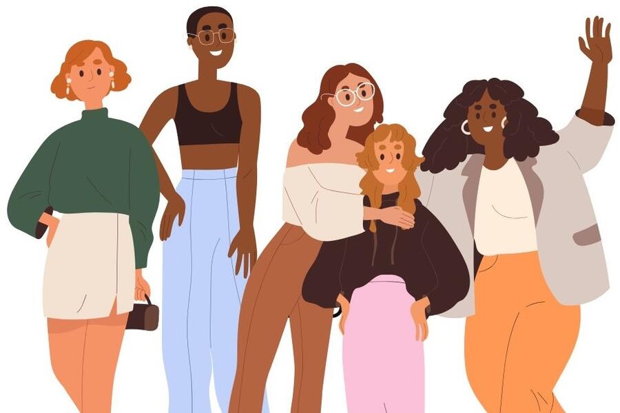 diverse female group graphic (source: canva)